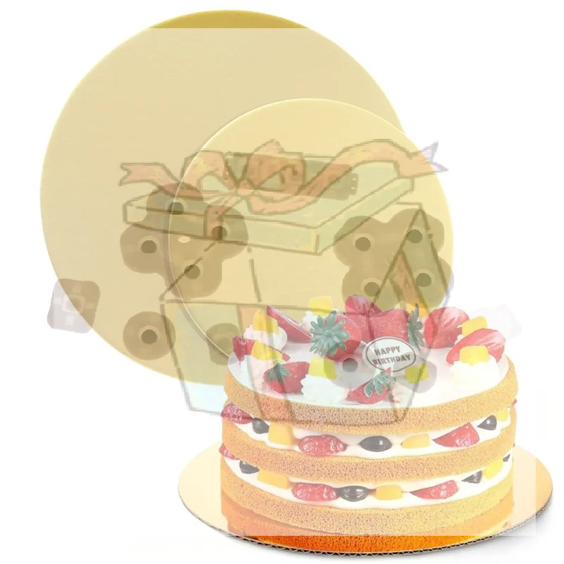 【CC】10pcs Durable Inch Round Cake Board Golden Cardboard Cake Cardboard Circle Dessert Tray Baking Cakes