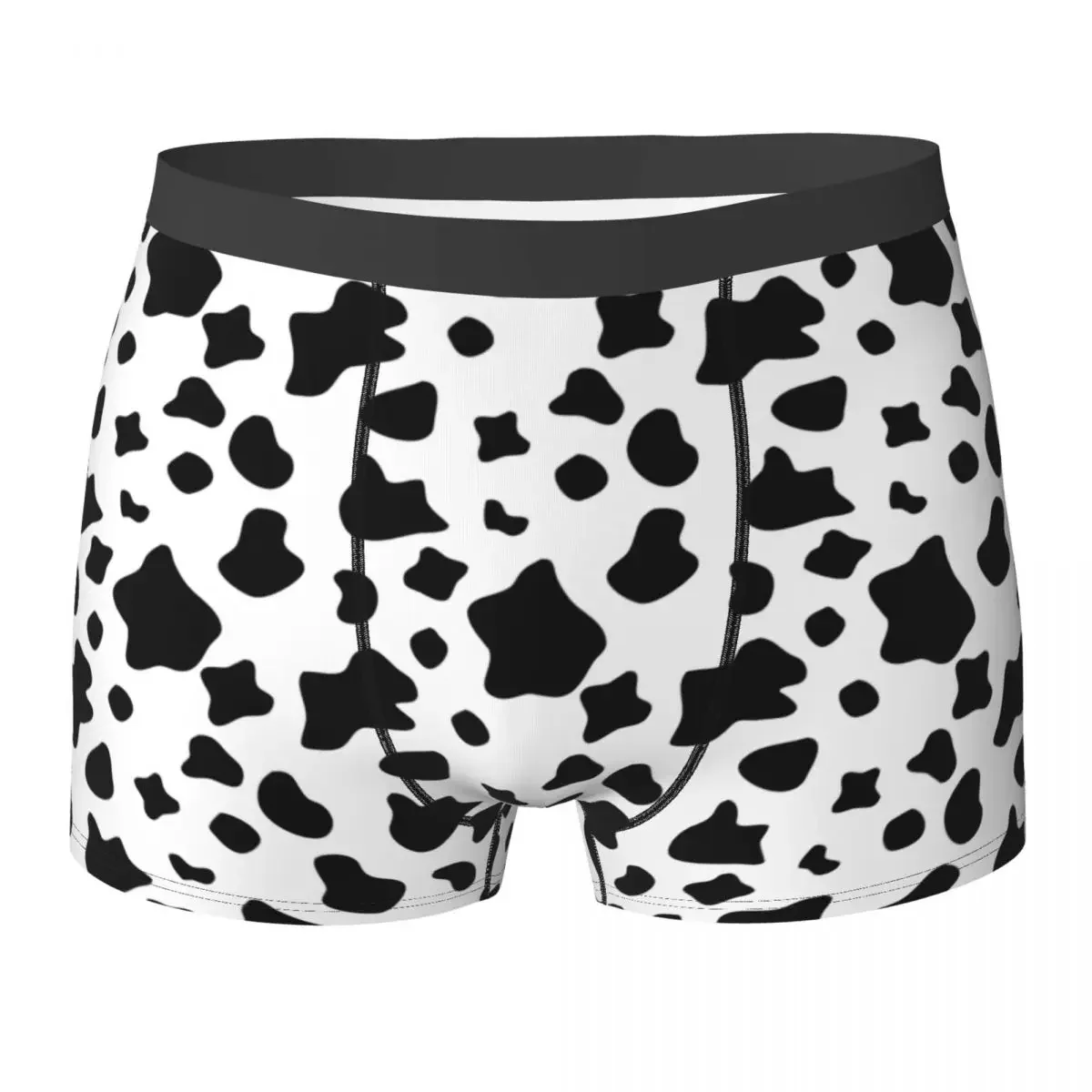 Boxer Underpants Shorts Black And White Cow Spots Pattern, Animal Fur Panties Male Soft Underwear for Homme Man Boyfriend Gift