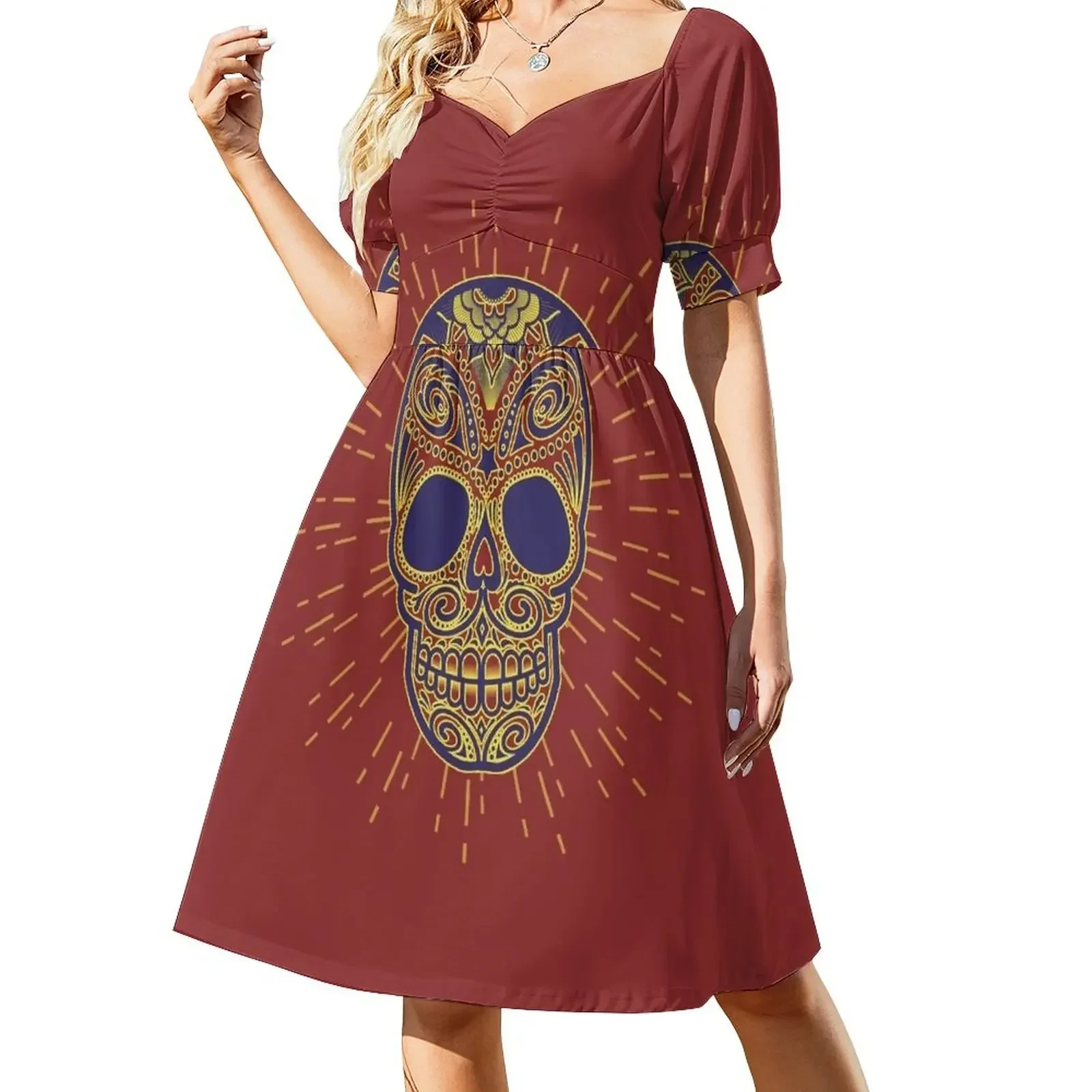 

Golden catrina Short-Sleeved Dress Women's evening dress women's clothing summer 2025 novelties