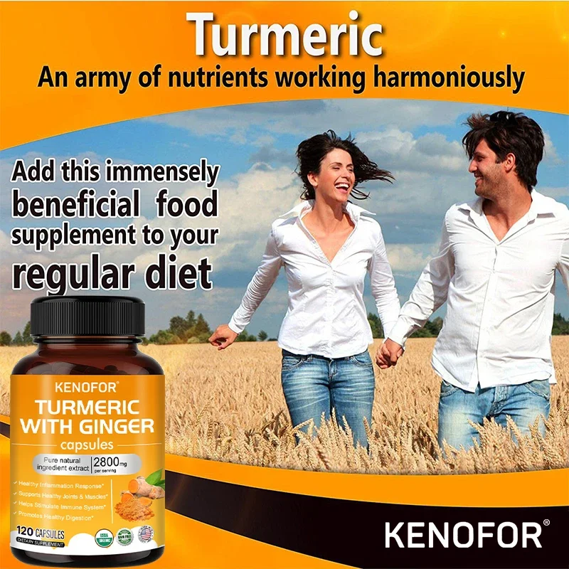 Turmeric Ginger Capsules - Bone Supplement, 2800 Mg, Contains Bromelain, Joint Care, Relieves Joint Discomfort