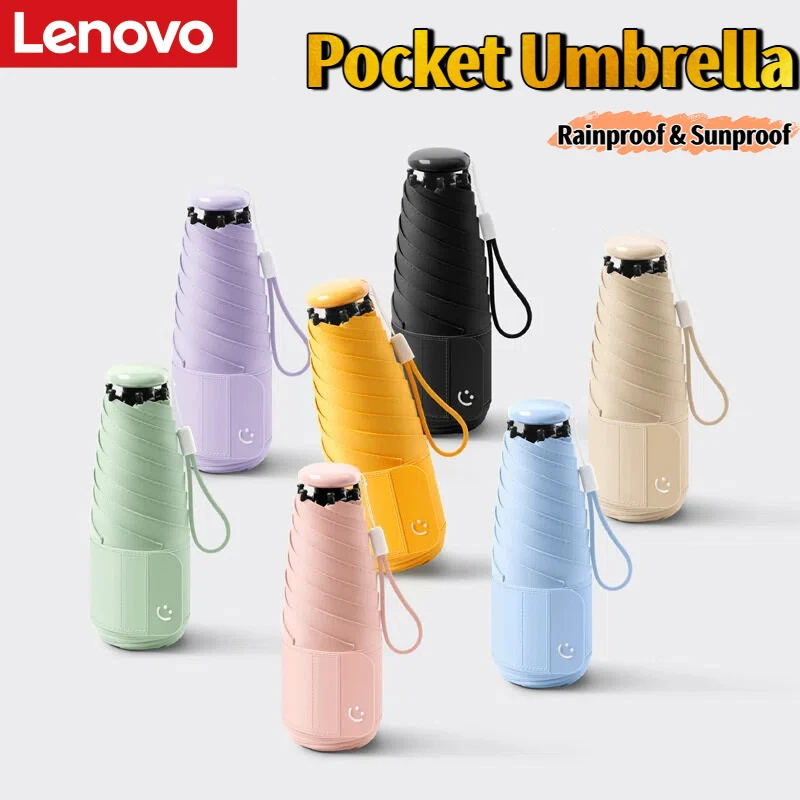

Lenovo Mini Capsule Umbrella Small Pocket Rain Umbrella Vinyl Folding UV Ultraviolet Protection Ultra Light Dual Use Umbrella
