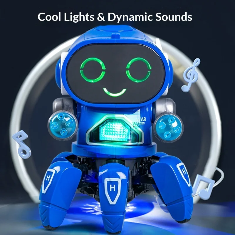 Jouet Robot de danse électrique intelligent avec musique, lumières LED, chant viral, jouet d'affichage interactif à Six griffes pour enfants, vente de rue