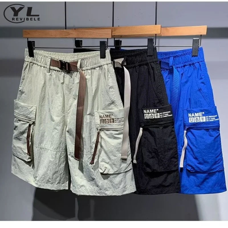 Japanese Multi Pocket Cargo Shorts Men Summer Outdoor Functional Quick Dry Five-point Pants Loose Casual Big Pocket Trousers New