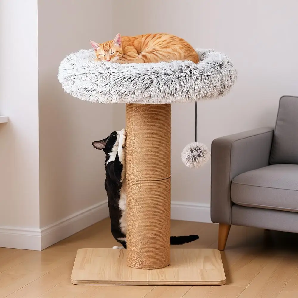 

Дерево-когтеточка для кошек высотой 30 дюймов с лежанкой, для домашних кошек, маленькая кошачья башня с лежаком, столб шириной 5,5 дюймов, мебель-дерево для котят