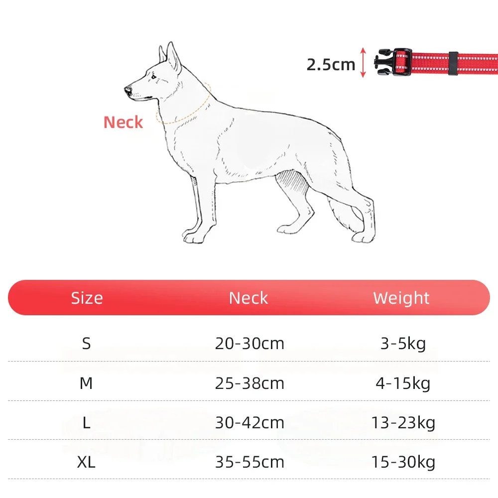 EXCELLENT ELITE SPANKER Nylon Dog Collar Reflective Pet Collar Adjustable Necklace Puppy Collars for Small Medium Large Dogs