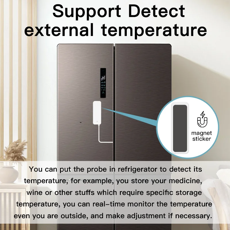 Tuya WiFi Temperature Humidity Sensor With External Probe Sensor Hygrometer APP Remote Control Work With Yandex Alexa