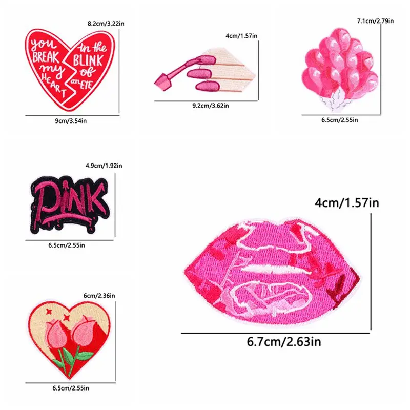 10PCS Wholesale Heart Letter Patches On Clothes Cartoon Embroidered Patch for Clothes DIY Iron On Patches For Clothing Sew Badge