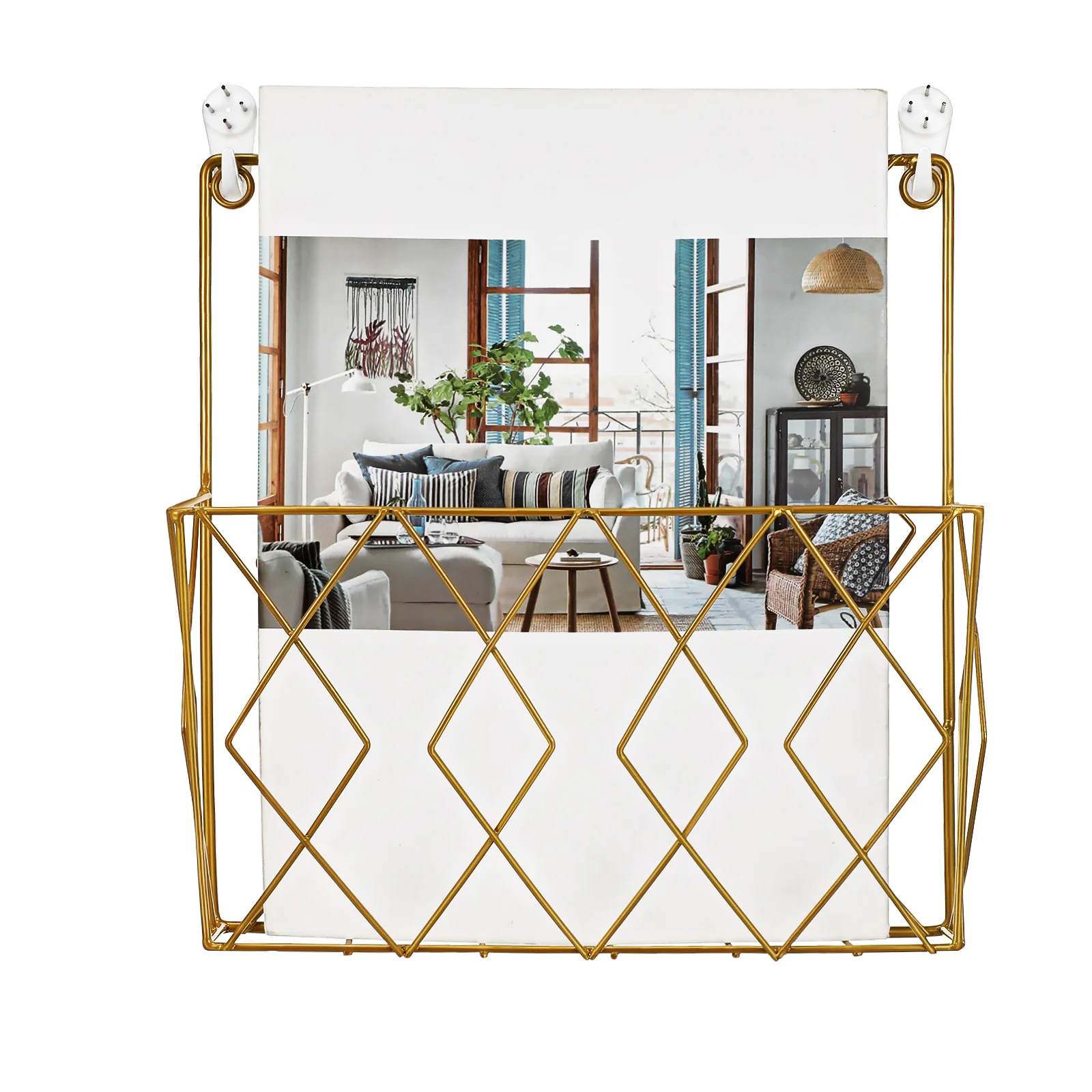 

Wall Mounted Metal Holder Wall Wire Display Newspaper File Storage Organizer Brochure Holder Home Decor Space-Saving Comic Book