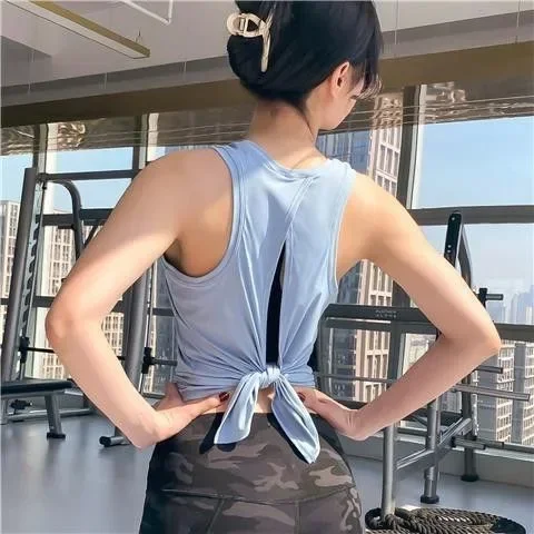 

Синяя блузка для йоги, жилет без рукавов, женский свободный спортивный топ для фитнеса, свитера и джемперы, 2025 г., синяя блузка для йоги, женский жилет без рукавов