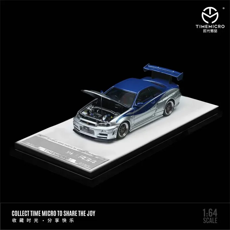 Time Micro 1:64 GTR R34 Dark Gold BBS / Blue Silver Diecast Model Car