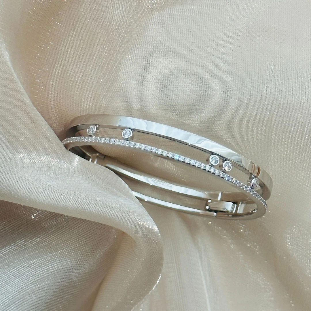 

High Quality 925 Sterling Silver Classic Jewelry Moving Stone Women's Bracelet. Wedding Jewelry Accessories Anniversary Gift