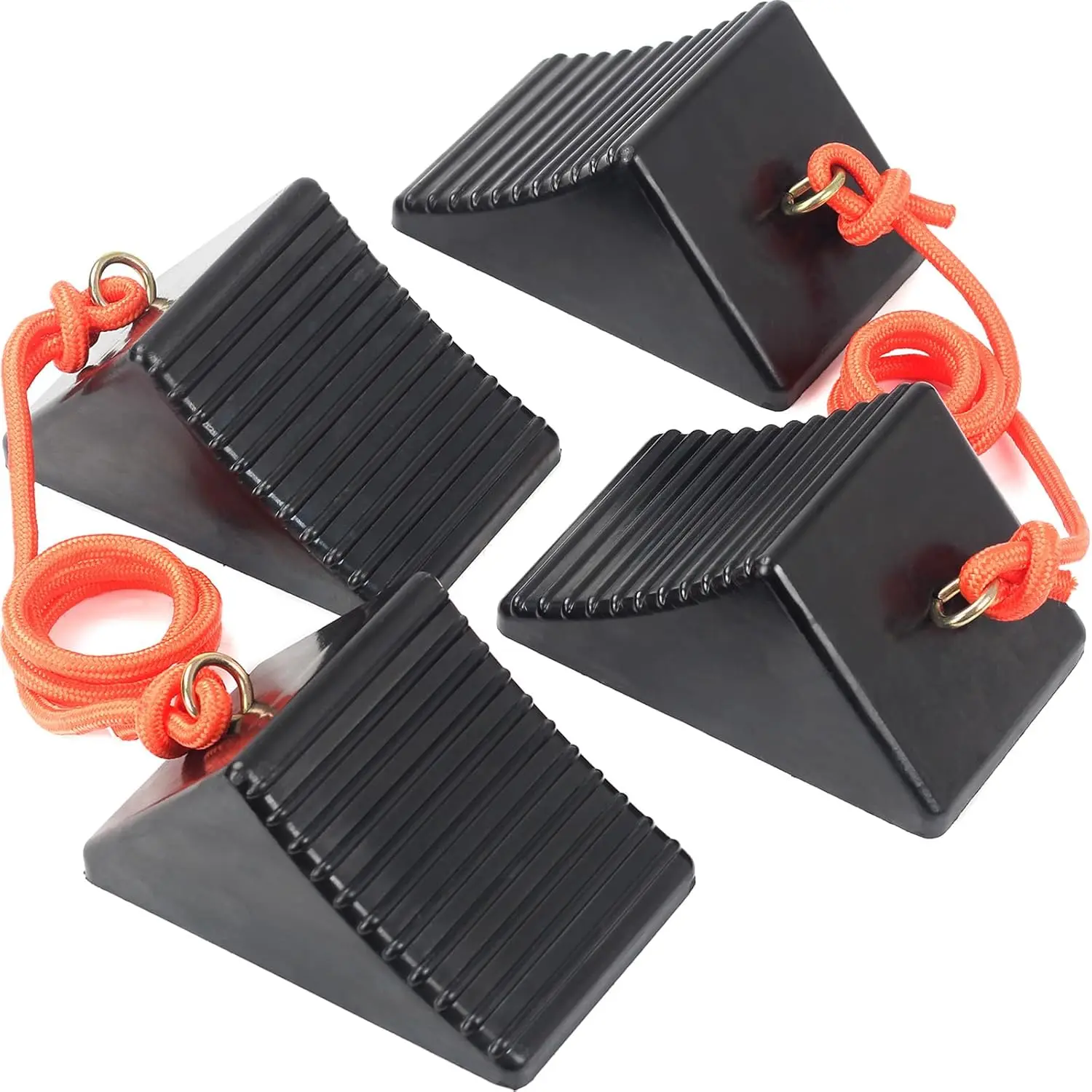 

Heavy Duty Rubber Wheel Chocks with Eyebolt, Solid Wheel Stoppers for Camper, Trailer, RV, Truck, ATV, Anti-Slip & Anti-Oil