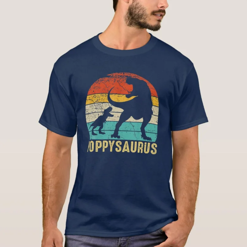 Poppy Saurus T Rex Dinosaur Family Matching Father T-Shirt 100% Cotton O-Neck Summer Short Sleeve Casual Mens T-shirt Size S-3XL