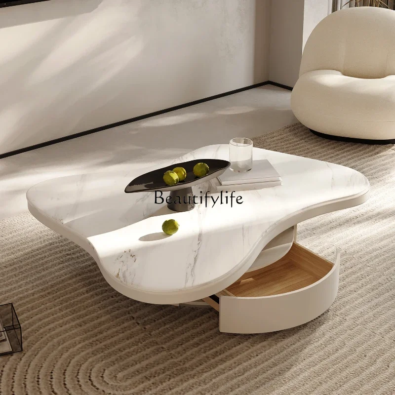 French cream wind cloud coffee table white irregular small apartment creative special-shaped tea table