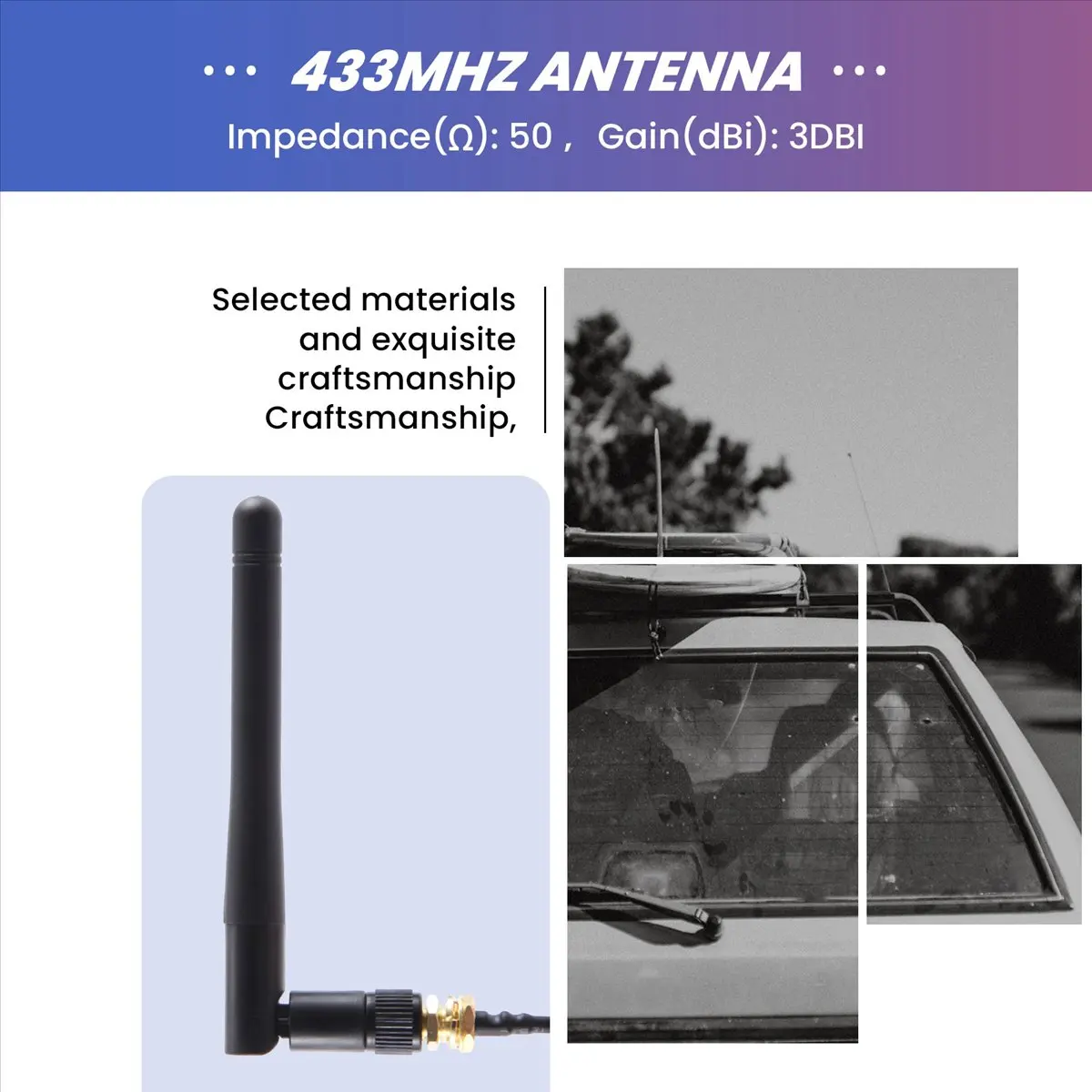 A86G NEW 433Mhz Antenna 3Dbi GSM RP-SMA Plug Rubber Waterproof Lorawan Antenna + IPX to SMA Small Cable Extension - view 5