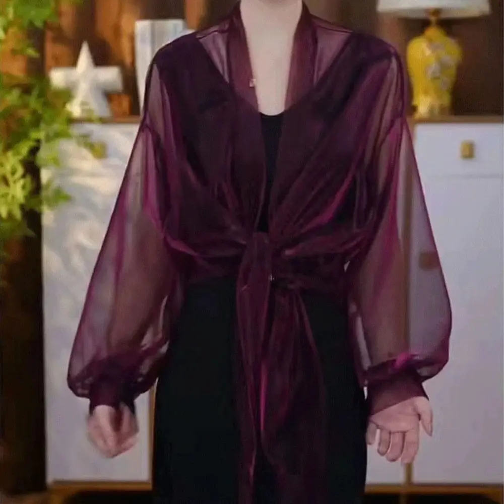 Fashion Thin Tulle Shawl Sunshade Sunscreen Temperament Cardigan Long Sleeve Raglan Sleeve Sling For Spring Summer view 2