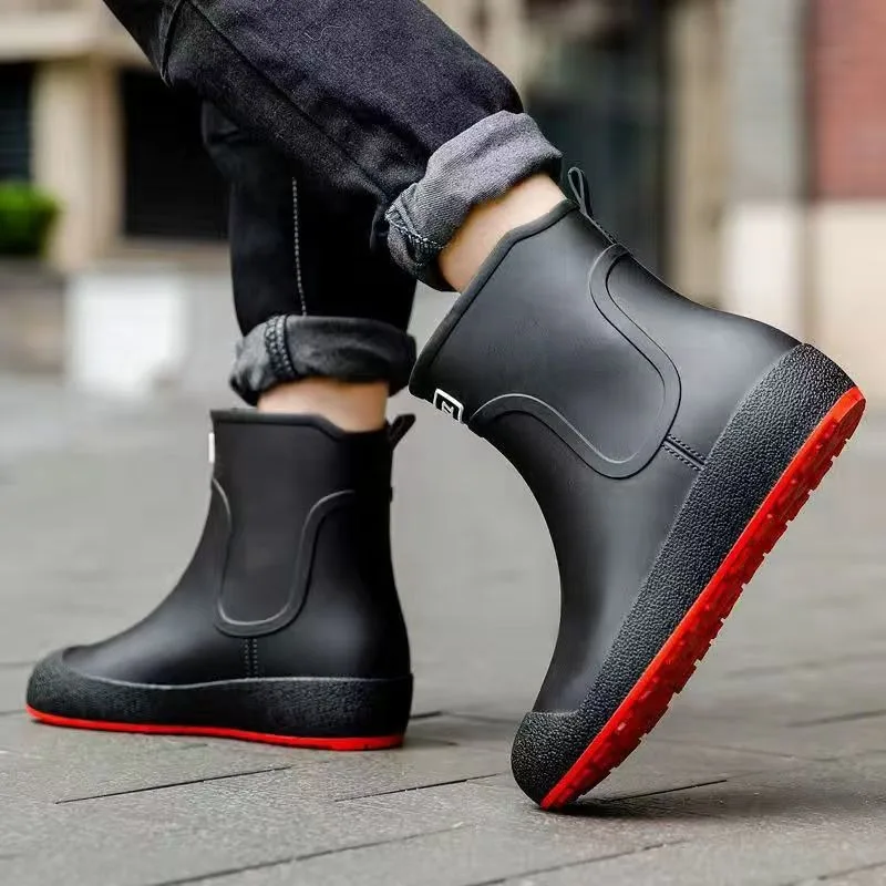 

Outdoor Fashion Rain Boots for Men Winter Thick Anti Slip Rain Boots for Women Soft Low Waterproof Wear-resistant Rubber Shoes