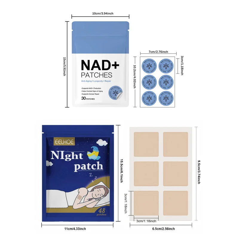 NAD+ Anti-Aging Patches & Night Sleep Patches, Transdermal Wellness Stickers for Cellular Repair & Night Relax, 78Pcs Total
