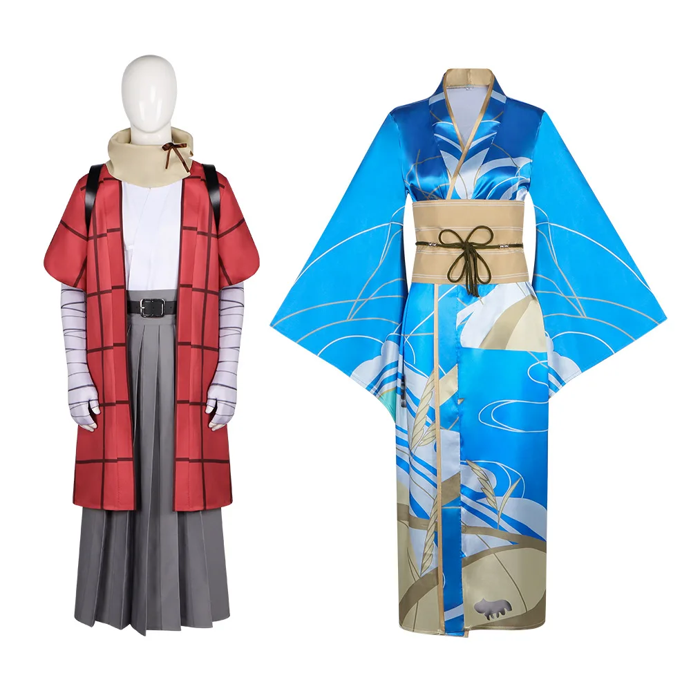 

Twentieth Century Electrical Catalog Inako Momokawa Kihachi Sakamoto Cosplay Costume Blue Kimono Accessory Wig Halloween Costume