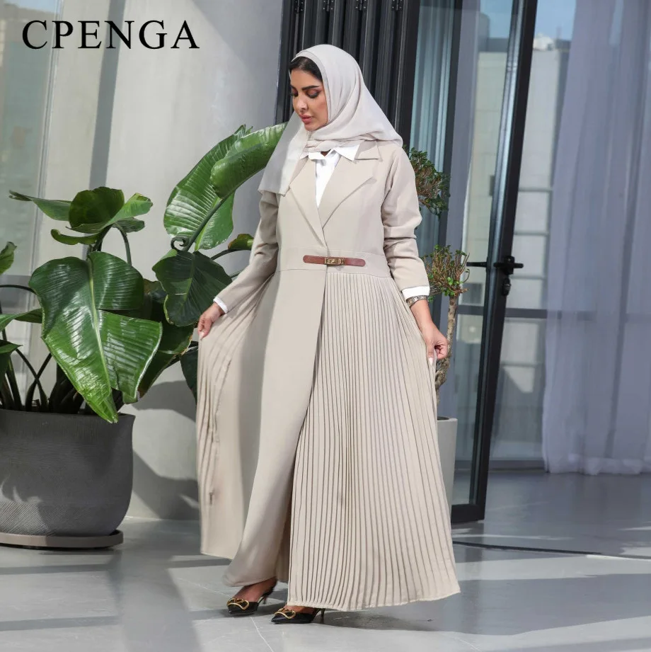 Robe longue plissée musulmane du moyen-orient pour femmes, cardigan élégant d'Arabie saoudite, Dubaï, luxe, Islam, manteau, robe Tukey, modeste, 2024