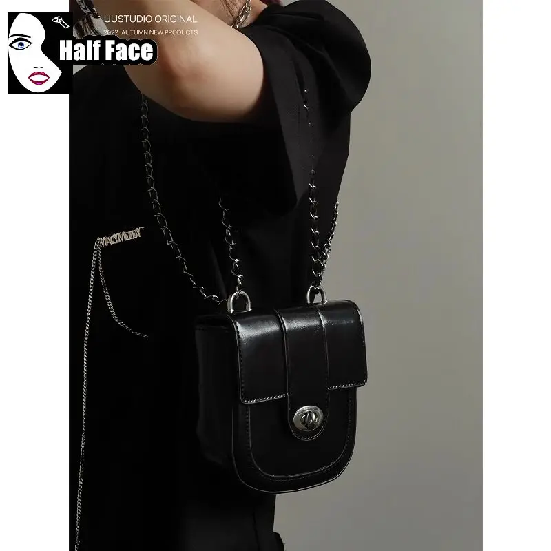 Y2K Girls Harajuku Women’s Gothic Underarm Flap Handbag Punk One Shoulder Advanced Design Lolita Mini Chain Crossbody Bags Tote