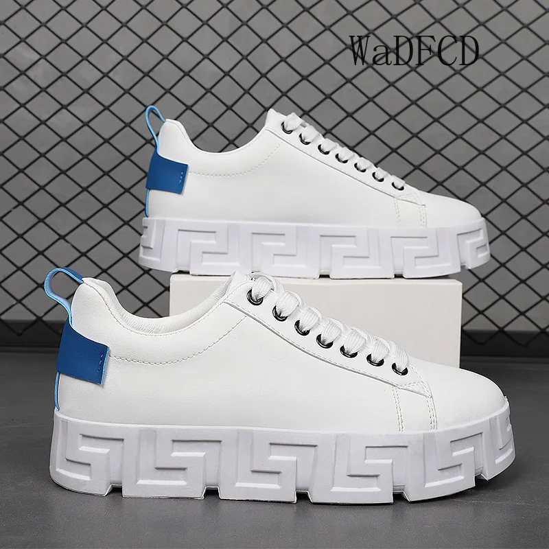 Chunky Sneaker Plus Size45 Men Designer Board Shoes Fashion Casual Microfiber Leather Upper Height Increased Flat Platform Shoes