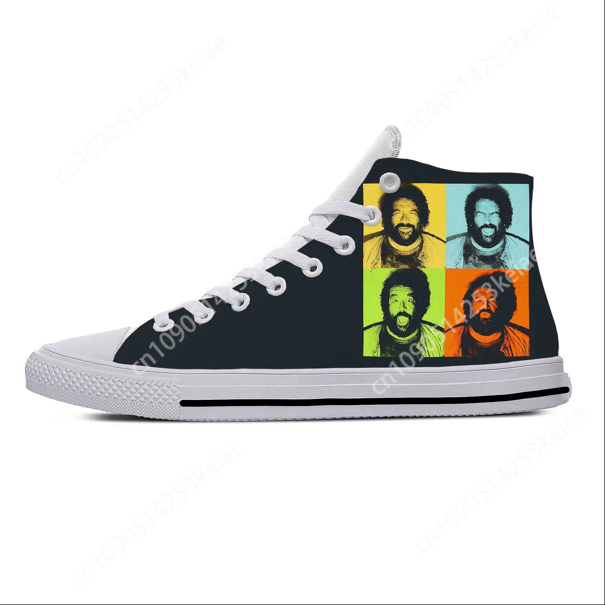 

Anime Cartoon Manga Movie Actor Funny Bud Spencer Casual Cloth Shoes High Top Lightweight Breathable 3D Print Men Women Sneakers