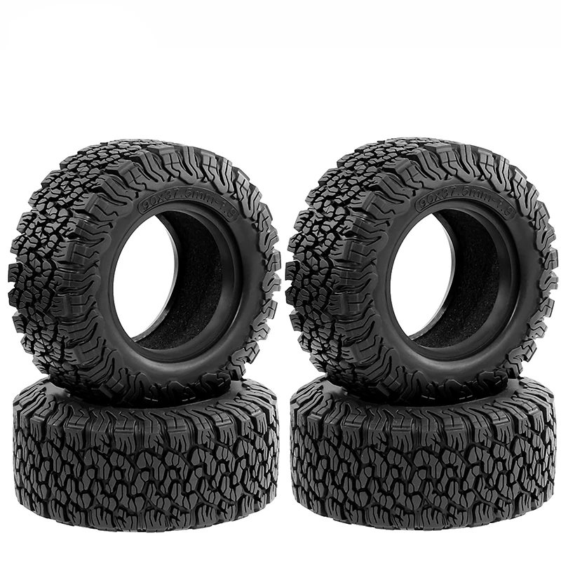 4 Stück 1,9 Zoll Beadlock-Reifen (90 x 37 mm) – High-Grip-Gummi für Axial SCX10 II und TRX-4 – 1/10 RC Crawler Upgrade