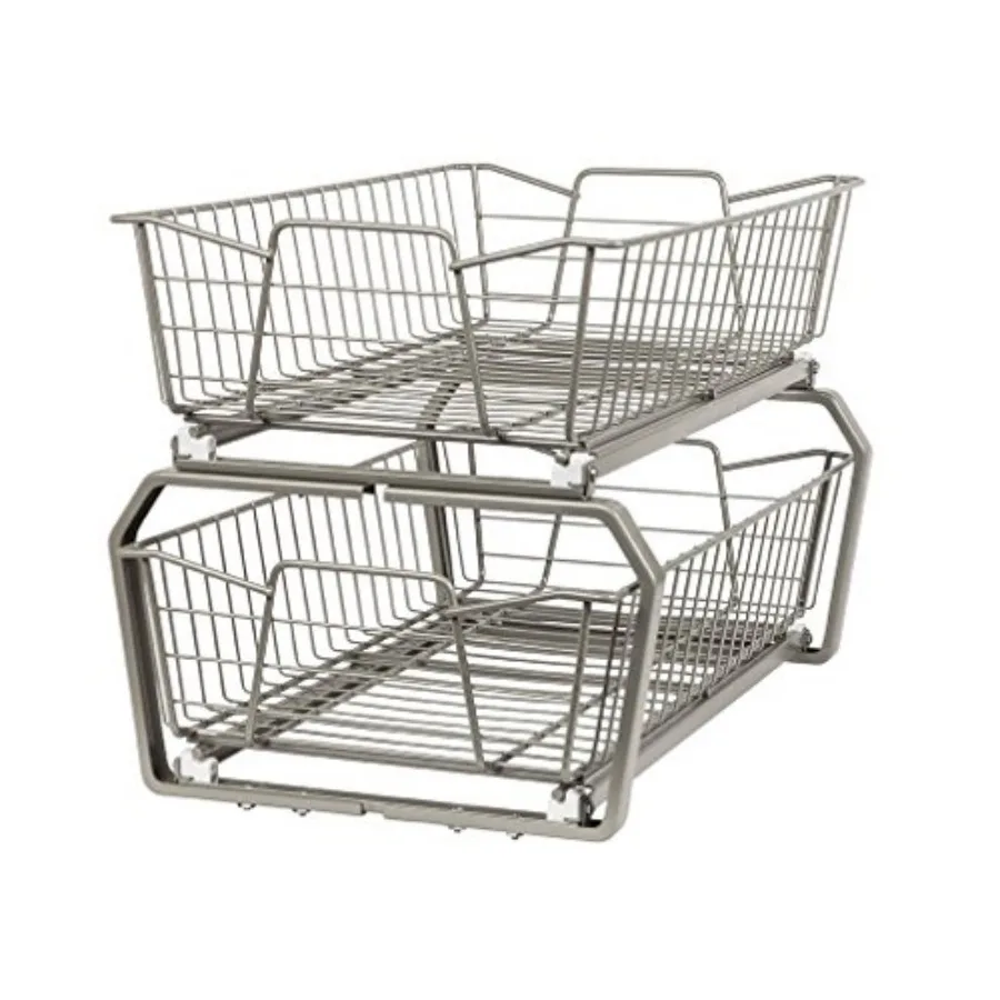 

11 in. Pull Out Cabinet Organizer 2 Tier Heavy Duty Slide Out Pantry Shelves Drawers for Kitchen Bathroom