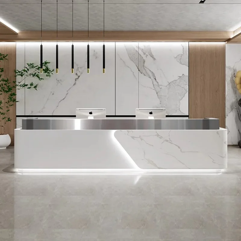 

Italian Style Clothing Store Reception Desks Hotel Designer High-end Reception Desks Beauty Salon Office Furniture Receptie HBRD