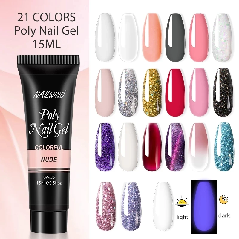 NailWind Nude Pink Poly Nail Gel UV Polish Semi Permanent  Acrylic Hybrid Nail Gel Base Top Coat for Extension Nail Art Design