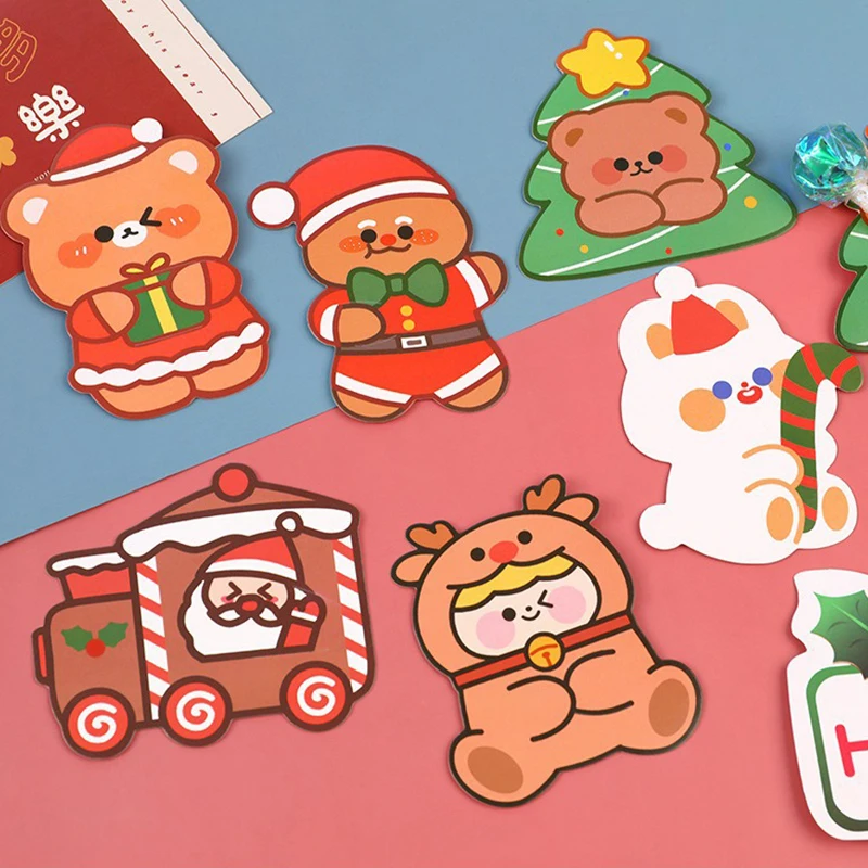 10 stuks cartoons lolly kaart kerst snoep decoraties verpakking kaart leuke kerstboom kerstman lolly houder geschenken