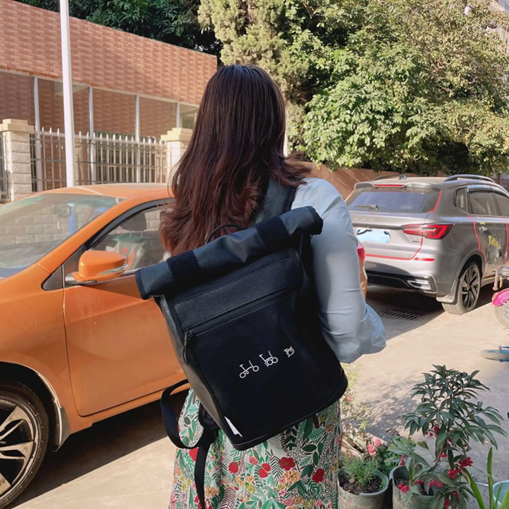 【black huodong】2X 自転車フロントバッグ バックパック スタンドホルダー付き ブロンプトン 3SIXTY 折りたたみ自転車用 バックパックアクセサリー