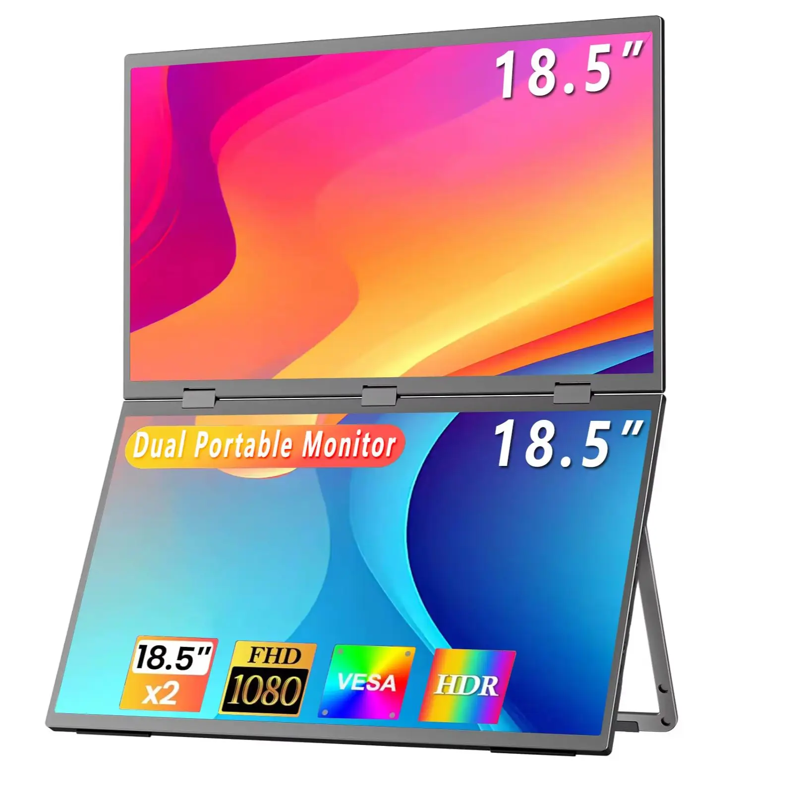 18.5 Inch 100HZ Dual Portable Monitor 1920*1080P FHD IPS 169 With Type-C Mini HDMI Mac Laptop PC Switch2 Xbox PS4/5 Xbox Ship