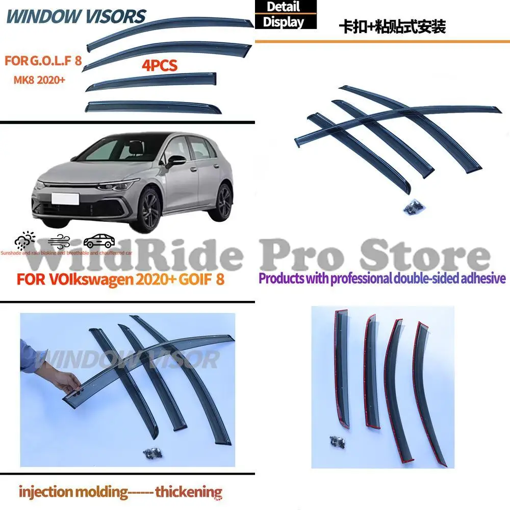 1 set For Volkswagen Golf 8 R Line 2020-2023 Car Window Visors Rain Deflectors International Cross Border Trade