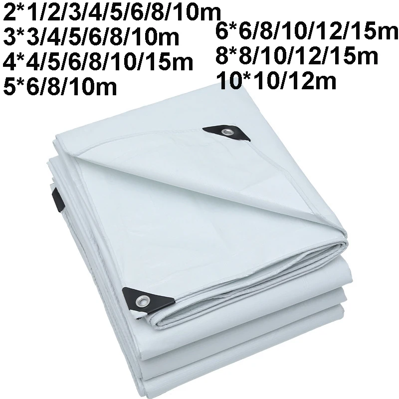 

Large Tarpaulin 2*1 4*4 6*6 8*8 10*10m Thicken Waterproof Shade Anti-UV Tarp Tent Camping Canopy Rain Awning Outdoor Truck White