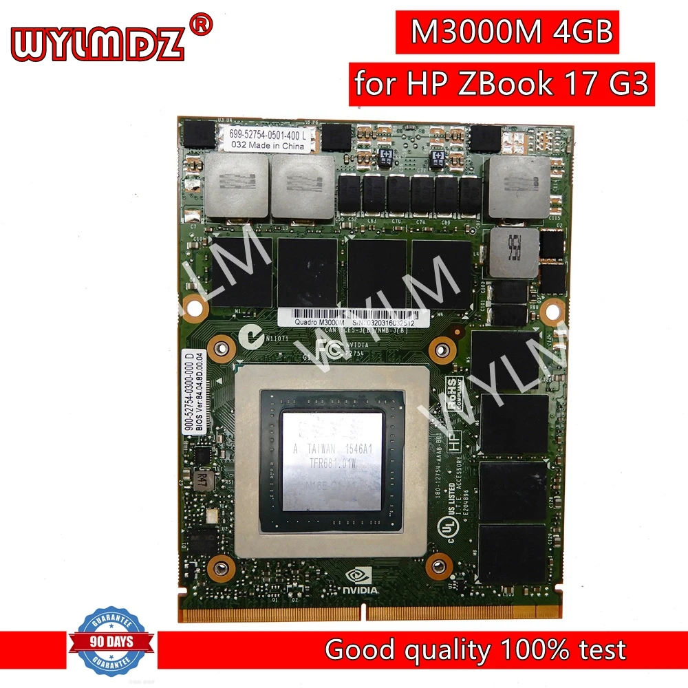 

For HP zBook 17 G3 Dell Precision 7710 7720 For Nvidia Quadro M3000m 4GB GDDR5 Video Graphics Card N16E-Q1-A1