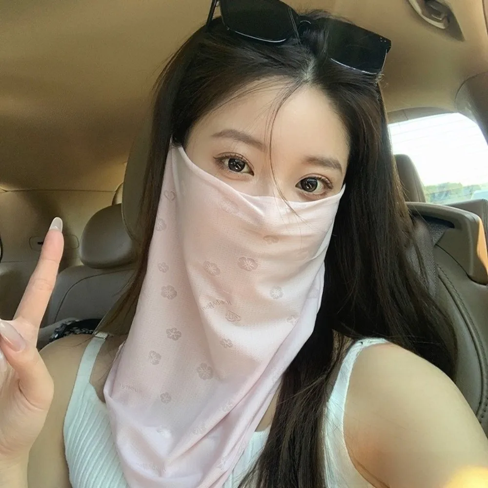 Breathable Ice Silk Mask Quick Drying Anti-UV Sun Protection Scarf Neck Protection Ear Hanging Design Sun Protection Mask