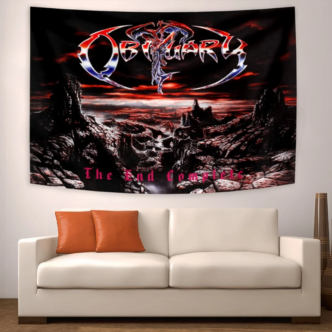 Obituarys Band Logo Death Metal Interior Banner Tapestry Room Decoration Items Wall Hanging Flag Home Decor Art Concert Backdrop