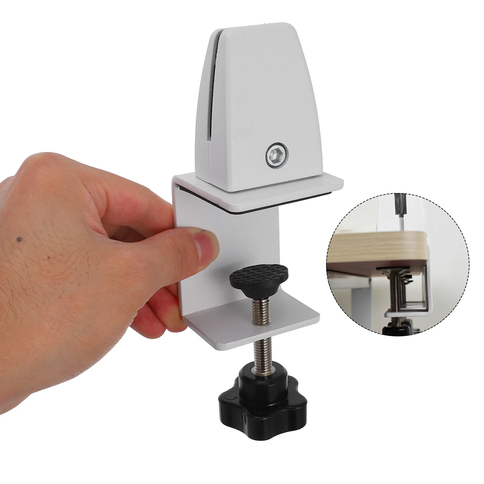 2Pcs Desktop Divider Clamp Thickened Aluminum Alloy Wear Resistant Rust Proof Adjustable Hole Free Installation for Office Home