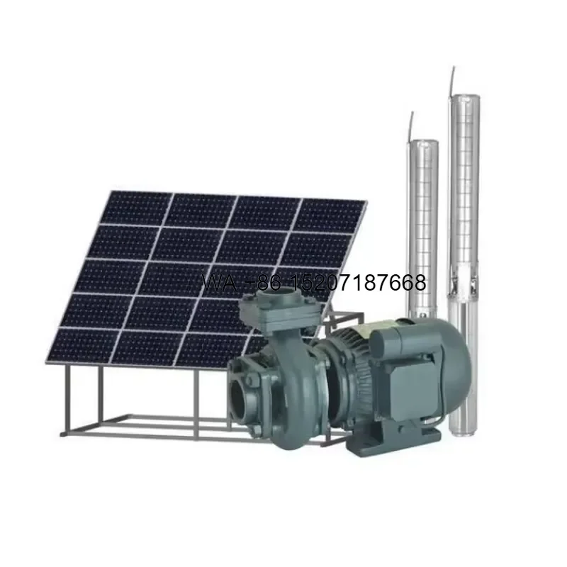 Wmwmnu 1HP Solar Water Pump 95M Head AC DC 3.8m3/h High Flow Submersible Pump System for Agriculture Irrigation