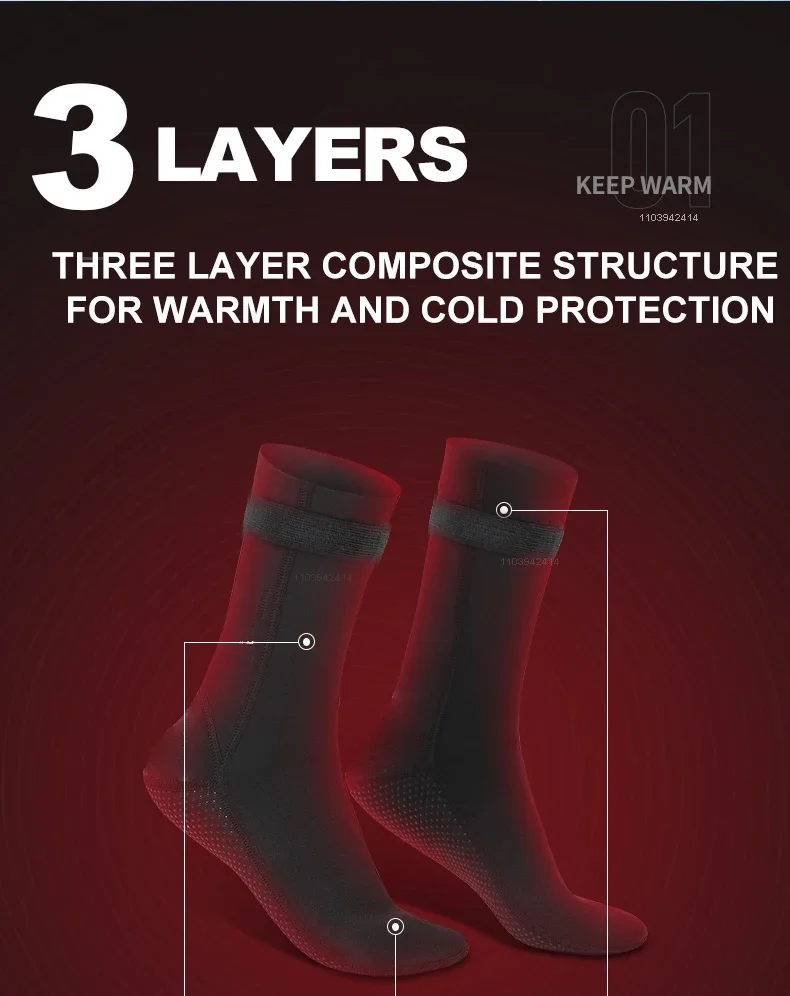 5mm Tauchsocken, 3mm Neopren-Neoprenanzug-Wassersocken, Surf-Strandstiefel, rutschfeste Schwimmflossen, sanddichte, warme Socken für Eisbäder – Detail 3