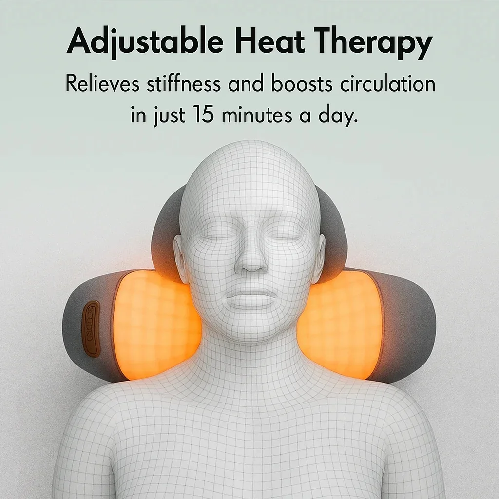 Emeka-3-en-1 almohada de masaje de cuello almohada Cervical caliente compresa masaje de vibración almohada de tracción de cuello masajeador de soporte de columna vertebral