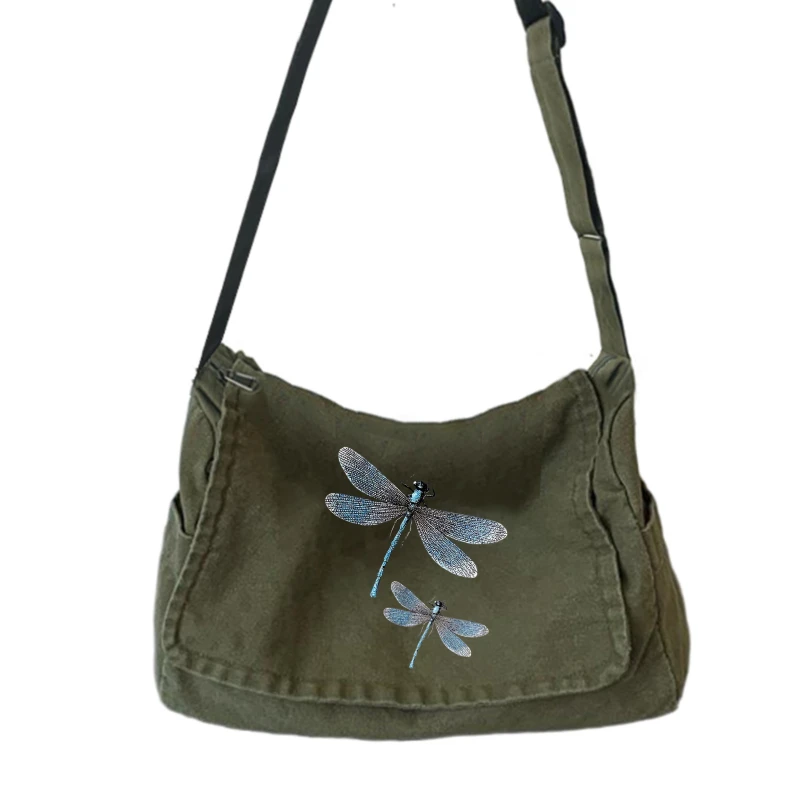 

Vintage Women's Bag Large Capacity Shoulder Bag With Dragonfly Print Crossbody Bag For Women Messenger Bag Travel