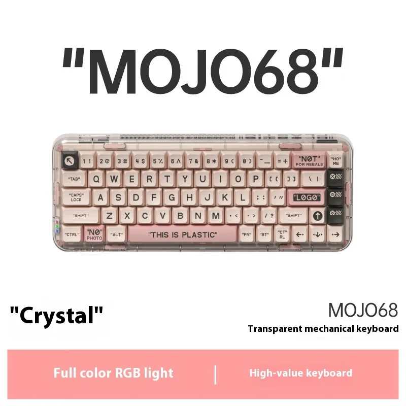 

Melgeek Mojo68 Crystal Pink Custom Mechanical Keyboard Wireless Bluetooth Three Mode Gasket Structure Hot Swap E-Sports Keyboard