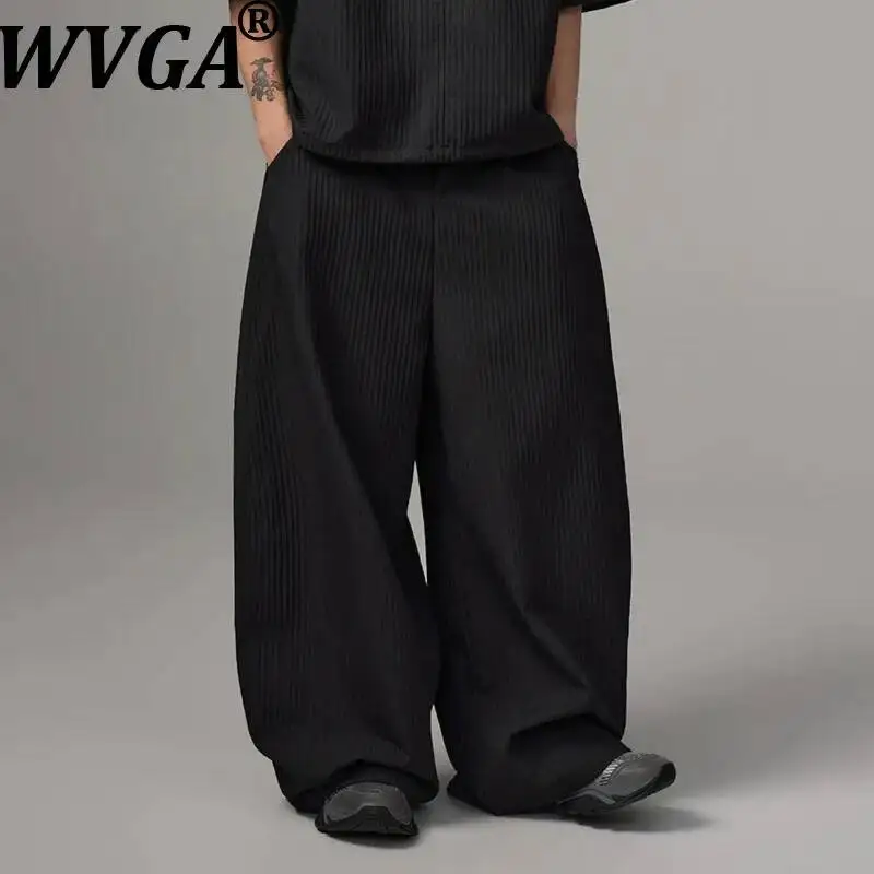 WVGA Spring Autumn New Man Loose Versatile Wide-Leg Trousers Trendy Draped Texture Pleated Design Niche Chic Casual Pants W23671