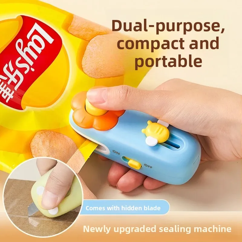 Handheld Mini Heat Sealer for Food Bags Portable Plastic Bag Sealing Machine Snack Saver Airtight Storage Tool Kitchen Gadget