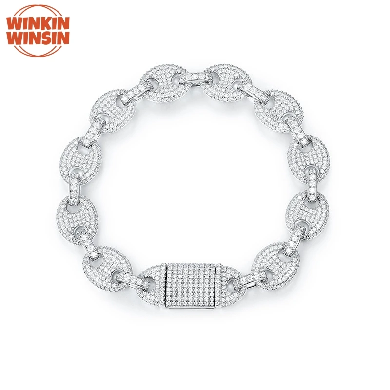 

Winkin Winsin High Quality S 925 Sterling Silver Woman Hip Hop Mossanite Inlaid Bracelet GRA Certificate Rotundity Bracelet