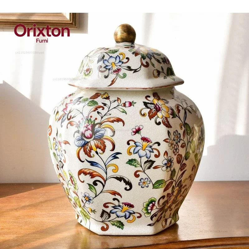 Floral Pattern Painted Porcelain Storage Jar Ceramic Ginger Tea Canister Desk Decoration Jewelry Box Cosmetic Containers