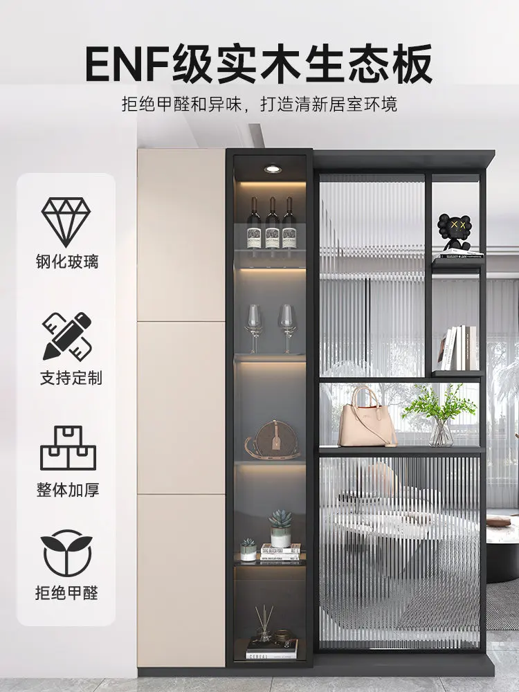 The entrance cabinet is opposite the door, side cabinet, sofa stopper, screen, all solid wood household living room